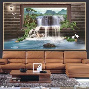 Tranh 3D thác nước  trang  trí