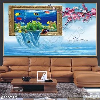 Tranh 3D biển và cá treo tường