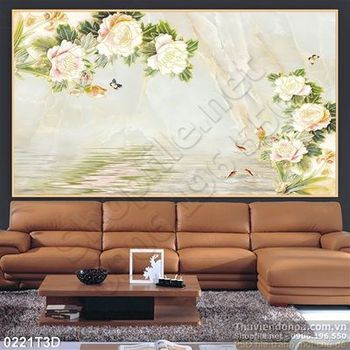 Tranh 3D hoa mẫu đơn phong thủy