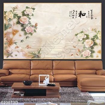 Tranh 3D mẫu đơn treo tường