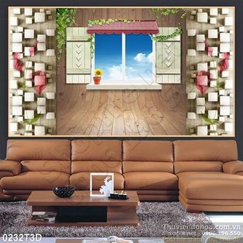 Tranh 3D cửa sổ trang trí treo tường
