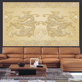 Tranh 3D rồng cổ trang trí phòng khách