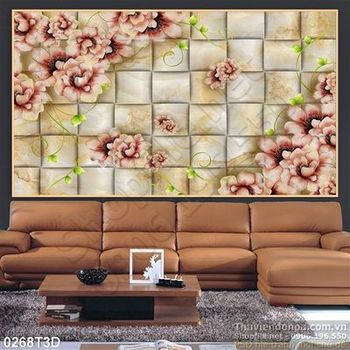 Tranh 3D hoa ốp gạch trang trí
