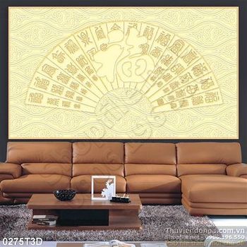 Tranh 3D quạt thư pháp cổ điển