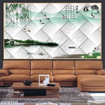 Tranh 3D sơn thủy cổ treo tường