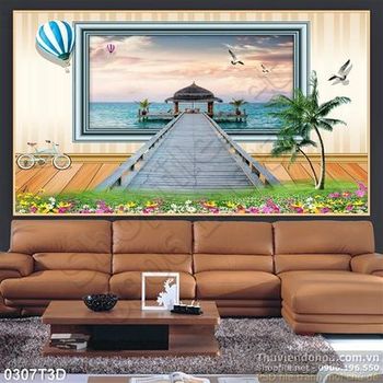 Tranh 3D phong cảnh biển treo tường