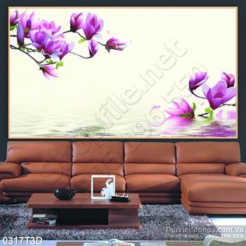 Tranh 3D hoa sứ trang trí phòng khách