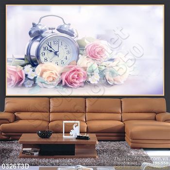 Tranh 3D đồng hồ treo tường