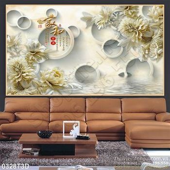 Tranh 3D hoa cổ điển treo tường