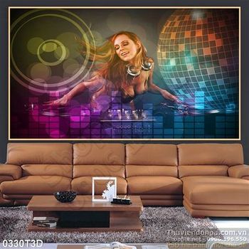 Tranh 3D girl DJ treo tường