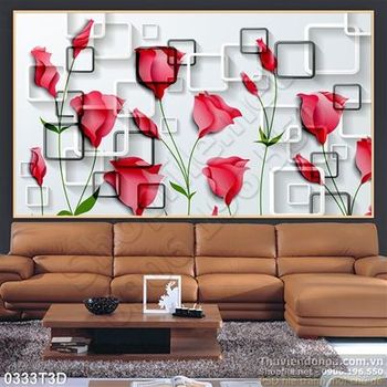 Tranh 3D hoa hồng trang trí phòng khách