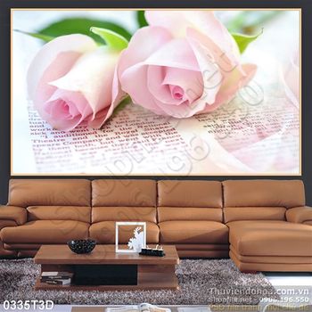 Tranh 3D hoa hồng trang trí