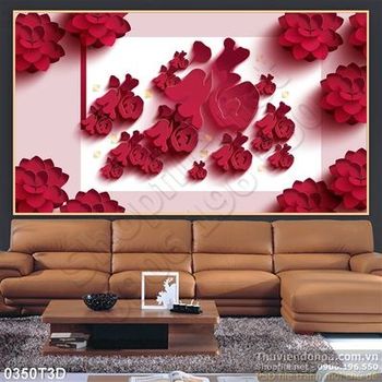 Tranh 3D hoa hiện đại treo tường