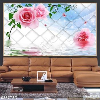 Tranh 3D hoa hồng trang trí
