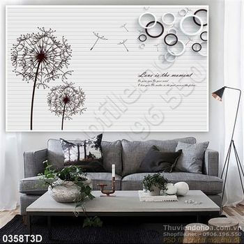 Tranh 3D bồ công anh trong gió