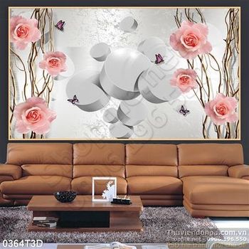 Tranh 3D hoa hồng treo tường hiện đại