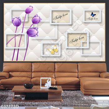 Tranh 3D hoa tulip trang trí