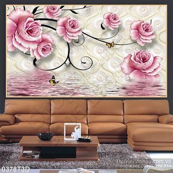 Tranh 3D hoa hồng trang trí treo tường