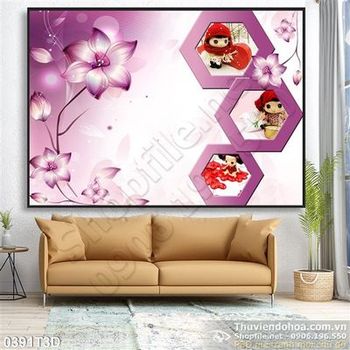 Tranh 3D hoa treo tường trang trí