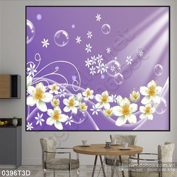 Tranh 3D hoa nền tím