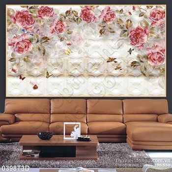Tranh 3D hoa hồng cổ điển trang trí