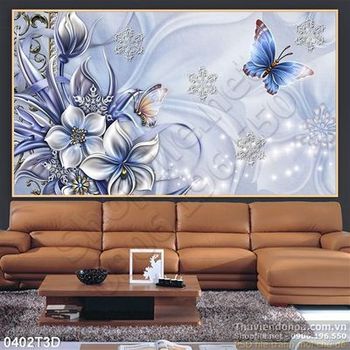 Tranh 3D hoa cổ điển ốp gạch