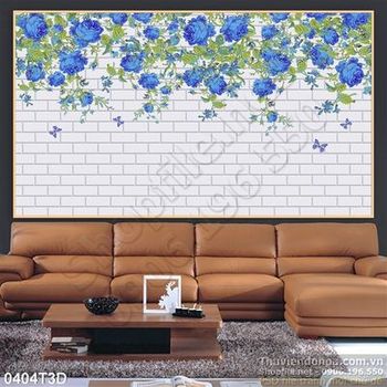 Tranh 3D hoa hồng leo tường