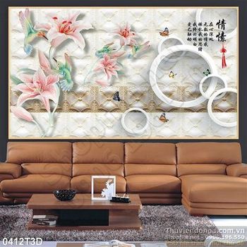 Tranh 3D hoa ly trang trí cổ điển