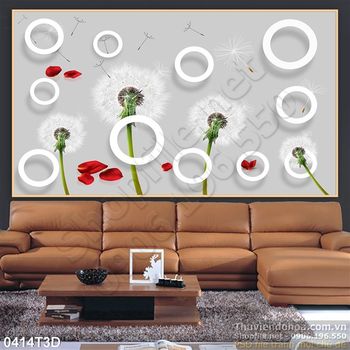 Tranh 3D hoa bồ công anh treo tường