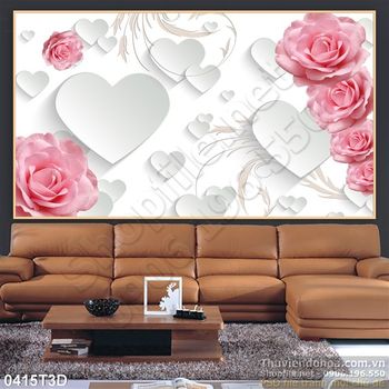 Tranh 3D hồng treo tường hiện đại