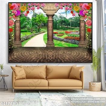 Tranh 3D cổng công viên treo phòng khách