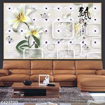 Tranh 3D hoa ly cổ điển trang trí