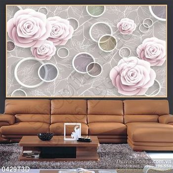 Tranh 3D hoa hồng nền cổ điển trang trí