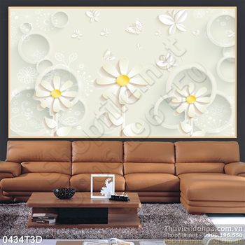 Tranh 3D hoa cúc trang trí