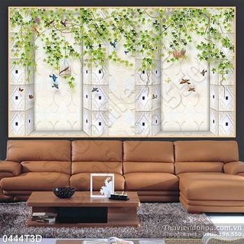 Tranh 3D psd hoa leo tường trang trí