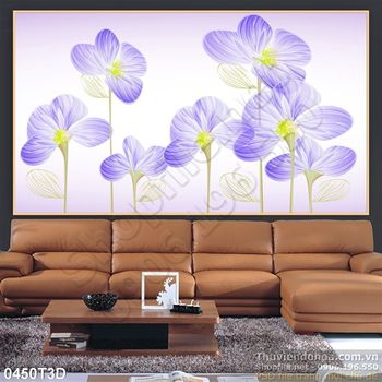 Tranh 3D hoa dán tường phòng khách