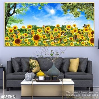 Tranh cánh đồng hoa hướng dương trang trí phòng khách