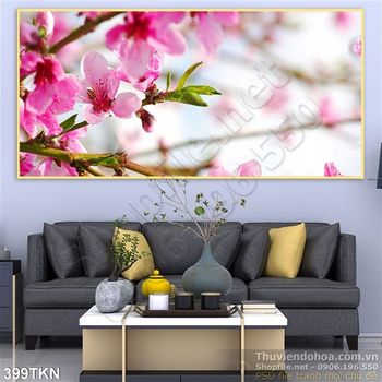 Tranh hoa đào nghệ thuật in uv