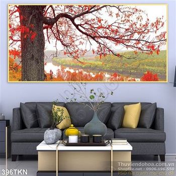 Tranh cây mùa thu nghệ thuật in uv