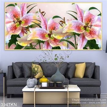 Tran hoa tulip dán tường đẹp in uv