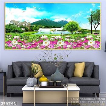 Tranh psd biệt thự bên dòng sông đẹp nhất