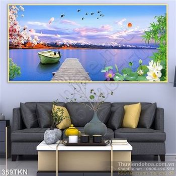 Tranh hoa Mộc lan và dòng sông