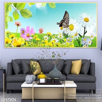 Tranh hoa hồ điệp trang trí bếp