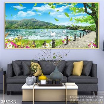 Tranh chim thiên nga trên dòng sông