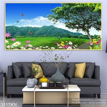 Tranh hoa cúc và phong cảnh núi