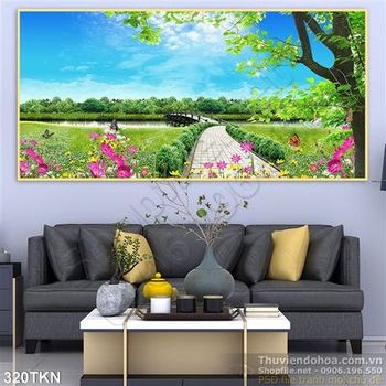 Tranh đồng cỏ bên dòng sông đẹp nhất