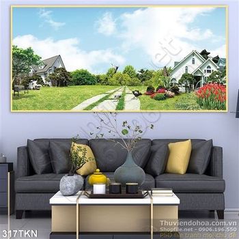 Tranh biệt thự và đồng cỏ