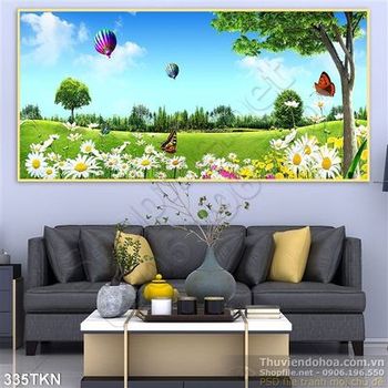 Tranh cánh đồng hoa Cúc trang trí bếp