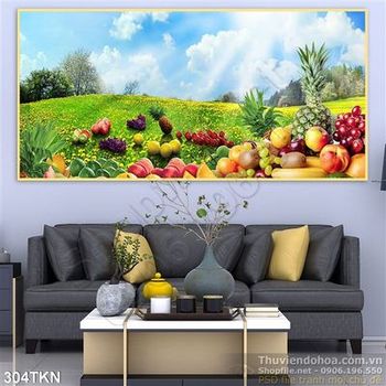 Tranh trái cây và đồi cỏ đẹp