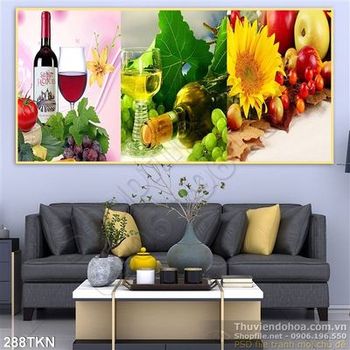 Tranh rượu vang và trái cây in uv đẹp
